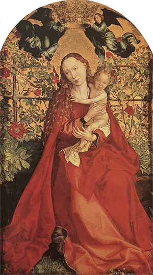la vierge  au buisson de roses